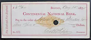 Continental National Bank - Timbro Rev stampato su carta Nat Railway Pub 1875 EP19 - Foto 1 di 3