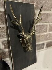 Antiqued Bronze color  Deer Head Buck Bottle Opener Mounted On Distressed Wood