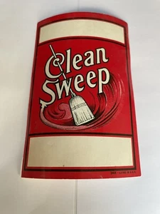 Vintage Clean Sweep Broom Handles Wood Box Crate Label 6”x3.5” - Picture 1 of 2