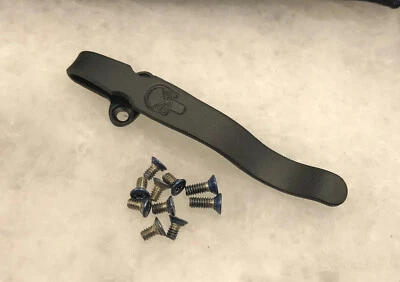 Juego de pinzas de bolsillo profundo de titanio negro y tornillos azules para Benchmade 570 Presidio II Foto 1 de 4