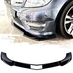 Black Front Bumper Lip Spoiler For Mercedes-Benz W204 C200 C250 C300 2011-2014 - Picture 1 of 9