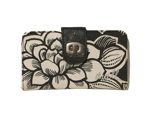 L. O'Neill Womens Wallet Black White Floral Bifold Credit Card Id Wallet - Picture 1 of 15