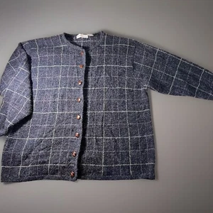 Dress Barn Sweater Womens 3X Blue Cardigan Checkered Print - C3 - Picture 1 of 6