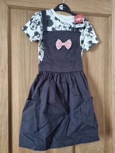 Mickey Mouse Dress Girls Grey White Disney NEW 6-7years - Picture 1 of 5