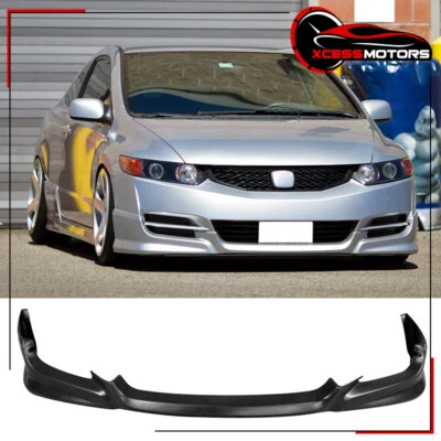 Fits 09-11 Honda Civic Coupe HF-P Style Front Bumper Lip Spoiler Splitter - PU — 第 1/4 张图片