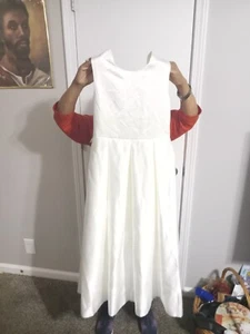 flower girl dress for wedding off shell white size 12 with a bow/zip half way up - Picture 1 of 2
