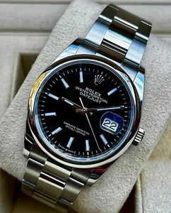 Rolex Datejust 36mm Black Dial Steel Oyster Bracelet 126200 w/ Box & Papers - Picture 1 of 13