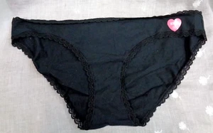 Vtg Women's PINK VICTORIA'S SECRET Extra LowRise Bikini Panties RN70817 Black L - Picture 1 of 5