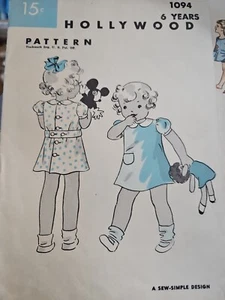 Vintage Child's Apron Hollywood Sewing Pattern 1094 size 6 years - Picture 1 of 1