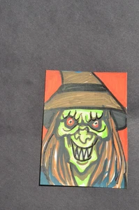 ACEO Original Kunstkarte Böse Hexe Hag Horror kein Druck - Bild 1 von 3