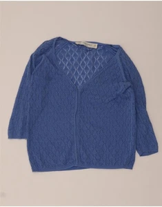 Cárdigan suéter manga 3/4 ZARA para mujer Reino Unido 14 azul medio algodón AI03 - Imagen 1 de 3