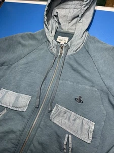 Vivienne Westwood Man Blue Gold Eyes Pattern Back Design Hoodie Full Zip - Imagen 1 de 15