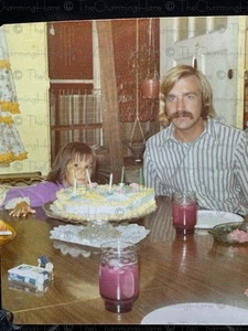 Vintage Photo Birthday Cake Cool Mustache 1970’s Kitchen Decor - Picture 1 of 3
