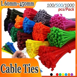Cable Ties 100/500/1000 Zip Tie Wraps Strong Nylon Various Size Colours - Picture 1 of 32