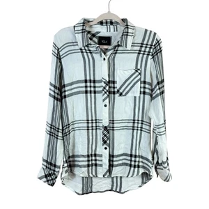 RAILS Damen Gr. S weiß schwarz kariert Flanell Button Down Langarm Hemd - Bild 1 von 4
