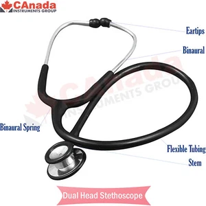 Pro Dual Head EMT Stethoscope Doctor Nurse Vet Medical Student Health Black  - Picture 1 of 2