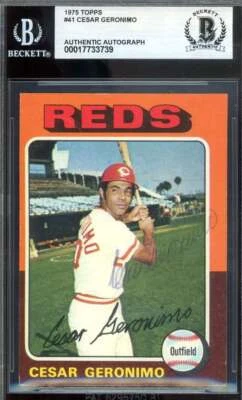 Cesar Geronimo Beckett BAS 复古签名 1975 年 Topps 亲笔签名 — 第 1/2 张图片