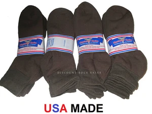 12 Pairs Mens Physicians Choice Cotton Blend Diabetic Brown Ankle Socks USA Made - Picture 1 of 5