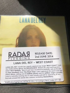 Lana Del Rey - West Coast - 3 Track Uk Universal Records Cd Promo - Imagen 1 de 2