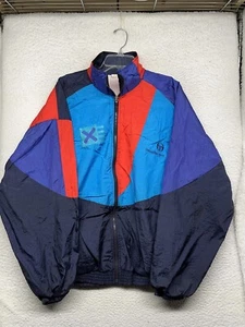 Vintage Sergio Tacchini Windbreaker Track Jacket Mens 46 Blue Red Colorblock - Picture 1 of 21