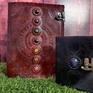 New Handmade Leather journal Seven Stone Antique Notebook Sketchbook Pack of Two - Picture 1 of 7