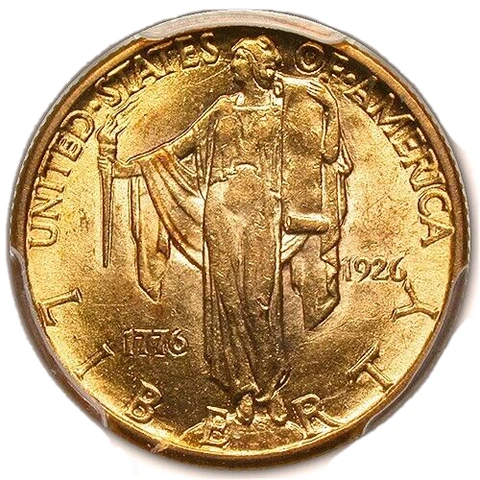 1926 $2.50 GOLD SESQUICENTENNIAL OF AMERICA'S INDEPENDENCE  PCGS MS62 DEEP GOLD Cover