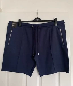 AUTOGRAPH M&S MENS DARK BLUE JOGGER PIN TUCK SHORTS Size 3XL 45”-47”Waist Bnwt - Picture 1 of 8
