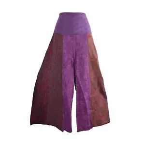 Wide Leg Patchwork Trousers 8 10 12 14 16 18 20 Hippy Fair Trade Ethnic Hippie - Picture 1 of 4