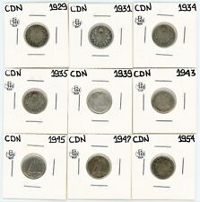 Canada 1929 to 1954 10 Cents Lot of 9 Silver #21172