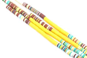 Polymer Clay Heishi Disc Beads - Blue, Brown and Orange - 6mm - Full Strand - - Picture 1 of 3