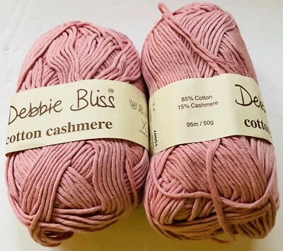 Lote de 2 hilos de algodón cachemir Debbie Bliss rosa nuevo vintage Foto 1 de 4