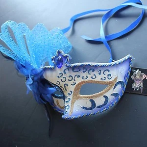 Royal Blue Floral Venetian Masquerade Mask Party Prom Wedding Halloween Costume - Picture 1 of 3