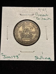 1941 Great Britain Shilling Circulated “jun173” Silver Uk England - Picture 1 of 24