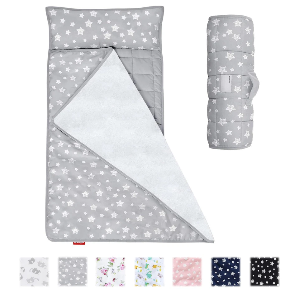 Tapete de cochilo infantil portátil com travesseiro e cobertor de lã multicolorido 21 x 50"" - Imagem 1 de 1