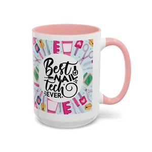 Taza de café Best Nail Tech Ever, manicurista regalo de Navidad relleno de medias - Imagen 1 de 10