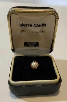 Vintage in Original Case Pierre Cardin Paris Cultured Pearl Tie Tack Pin - Image 1 of 4