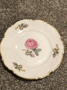 Vtg Hutschenreuther Selb Bavaris China Bread Plate White Pink Roses Germany - Picture 1 of 4