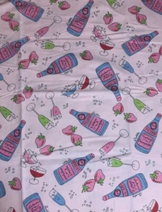 33" Piece of FriendsTossed Vintage Champagne Glitter Pink Bg Flannel Fabric 42" - Picture 1 of 7