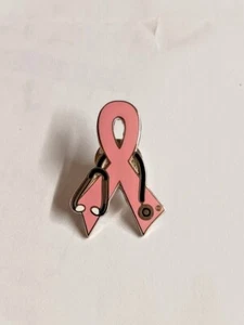 Pink Awareness Pin Ribbon Stethoscope Breast Cancer October Cancer Causes - Picture 1 of 2