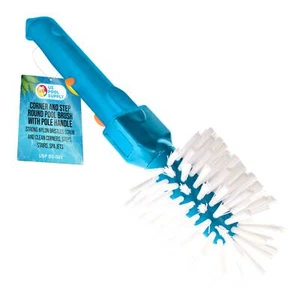 Spazzola rotonda angolo piscina e gradini con manico palo, scrub e pulizia setole in nylon - Foto 1 di 5