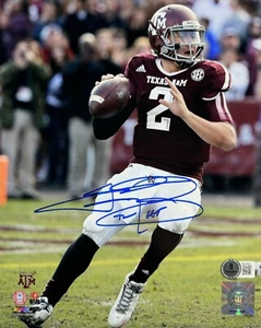 FOTO 8x10 firmada por Johnny Manziel “12 HT” TEXAS A&M AGGIES BECKETT BAS CERTIFICADO DE AUTENTICIDAD - Imagen 1 de 1