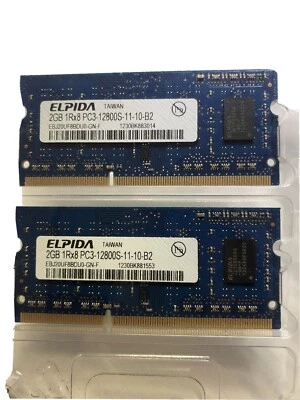 2x2Gb RAM Elpida EBJ20UF8BDU0-GN-F Apple SODIMM PC3-12800S-11-10-B2 DDR3 memory - Image 1 of 4