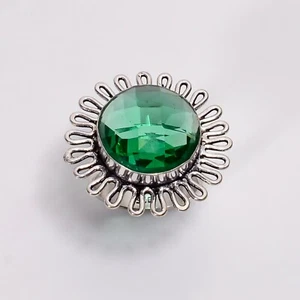 Natural Tsavorite Wife Statement Bezel Engagement Ring Jewelry 925 Silver US 6.5 - Picture 1 of 6