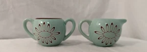 LENOX GORHAM MERRY GO ROUND POLLY PUT THE KETTLE ON aqua creamer sugar bowl MCM - Picture 1 of 8