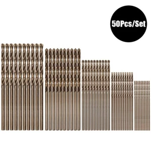 50Pcs HSS M35 Cobalt Twist Drill Bit Set 1-3mm Steel Metal Iron Wood Hole Cutter - Picture 1 of 7