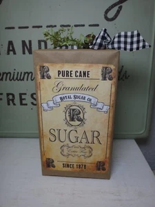 Handmade Primitive style Sugar box with home-spun ribbon and sprigs of greenery - Picture 1 of 7