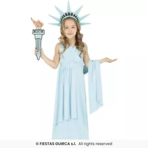 COSTUME STATUA DELLA LIBERTÀ CARNEVALE VESTITO GUIRCA BAMBINA AMERICA SIMBOLO - Foto 1 di 5