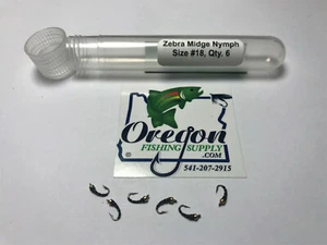 Zebra Midge Nymph #18, ¡envío GRATIS en todos los artículos adicionales!(6 moscas en contenedor) - Imagen 1 de 5
