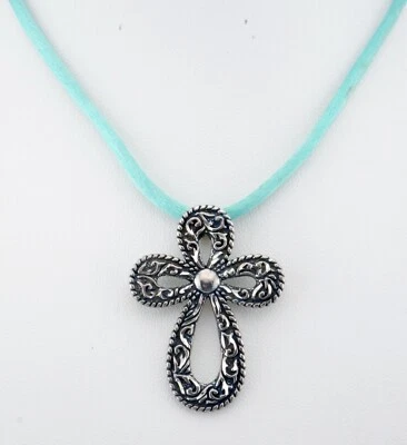 Hermoso Collar Cruz 925 sobre Seda y Plata QVC Relios Carolyn Pollack Foto 1 de 4