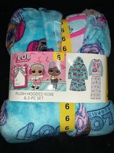 LOL Surprise Plush Hooded Robe & 2 Piece Pajama Set Sz 6 Small - NEW - Picture 1 of 2